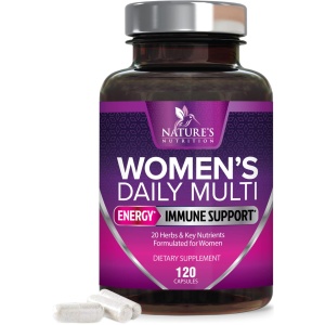 Womens Vitamins Multivitamin - Daily Multi for Women with Vitamin A, C, D, E, B6, B12, Zinc & Calcium, Energy & Immune Support, Nature's Multivitamin for Women, Non-GMO & Gluten Free - 120 Capsules