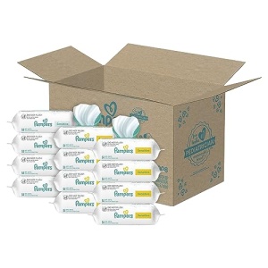 Pampers Sensitive Baby Wipes, Water Based, Hypoallergenic and Unscented, 8 Fip-Top Packs, 4 Refill Packs (1008 Wipes Total) [Packaging May Vary]